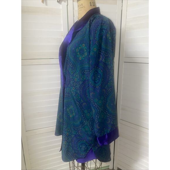 90s 2 Piece Set Victoria’s Secret Gold Label Paisley Satin Wrap Robe & Chemise M - Picture 5 of 12